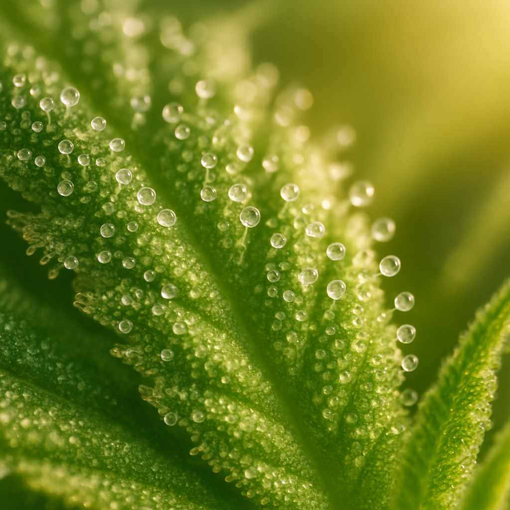 Macro view of cannabis trichomes